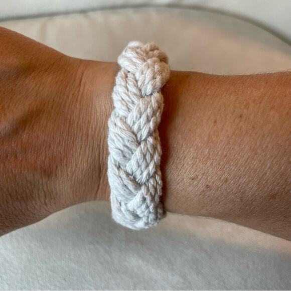Braided Rope Bracelet Cotton Beach Coastal Cowgirl Boho Nautical Casual Cream - Picture 4 of 7